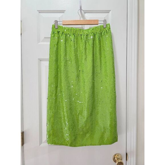 J. Crew Collection Green Sequin Pencil Skirt S NWOT - Picture 2 of 8
